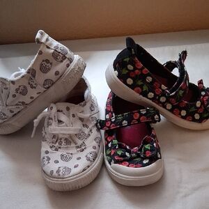Blowfish Kids White Cupcake Sneakers & Black Cherry Floral Mary Janes.
